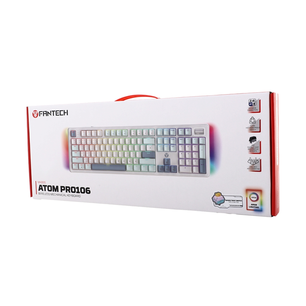 KEYBOARD WIRELESS BLUETOOTH FANTECH MK895 ATOM PRO106 WHITE (YELLOW SWITCH คีย์บอร์ด)