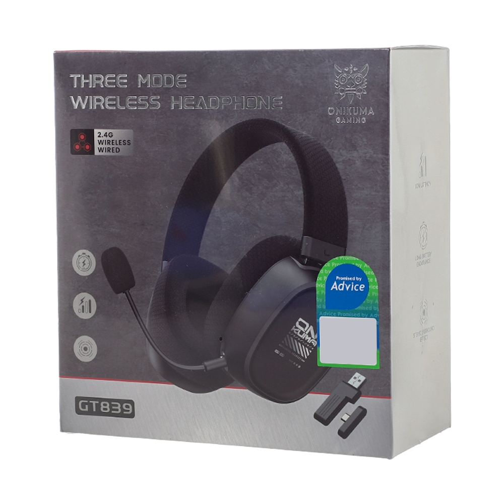 HEADSET WIRELESS ONIKUMA GT839 BLACK (BLUETOOTH)