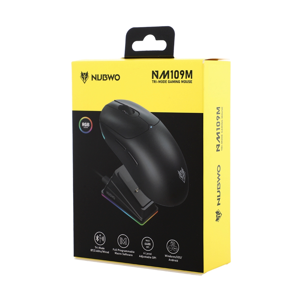 MOUSE WIRELESS BLUETOOTH NUBWO NM109M BLACK (เมาส์ไร้สาย+แท่นชาร์จ)