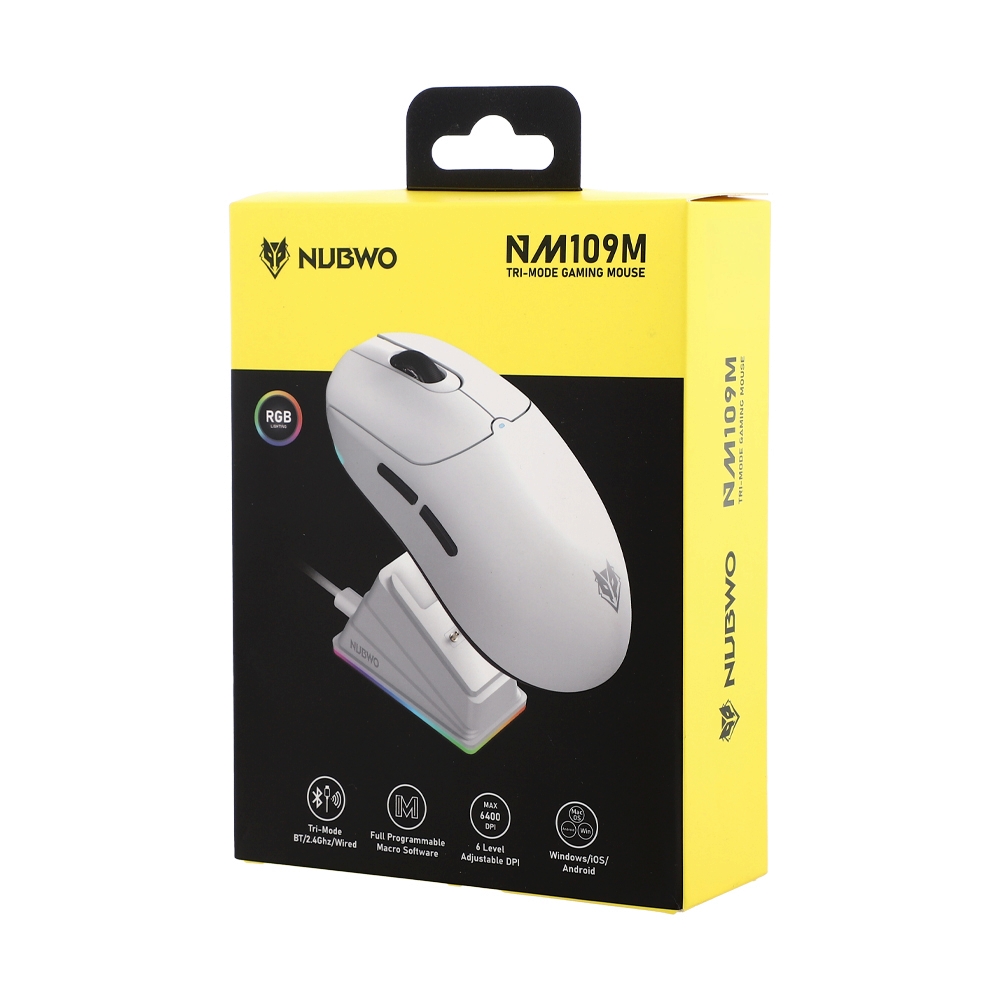 MOUSE WIRELESS BLUETOOTH NUBWO NM109M WHITE (เมาส์ไร้สาย+แท่นชาร์จ)