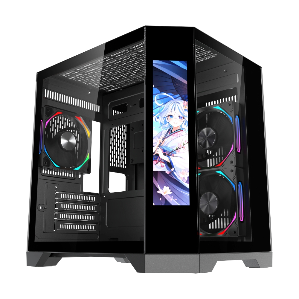 mATX Case (NP) TSUNAMI WJCOOLMAN DREAMERLCDMINIKK-1267 GAMING BLACK*3