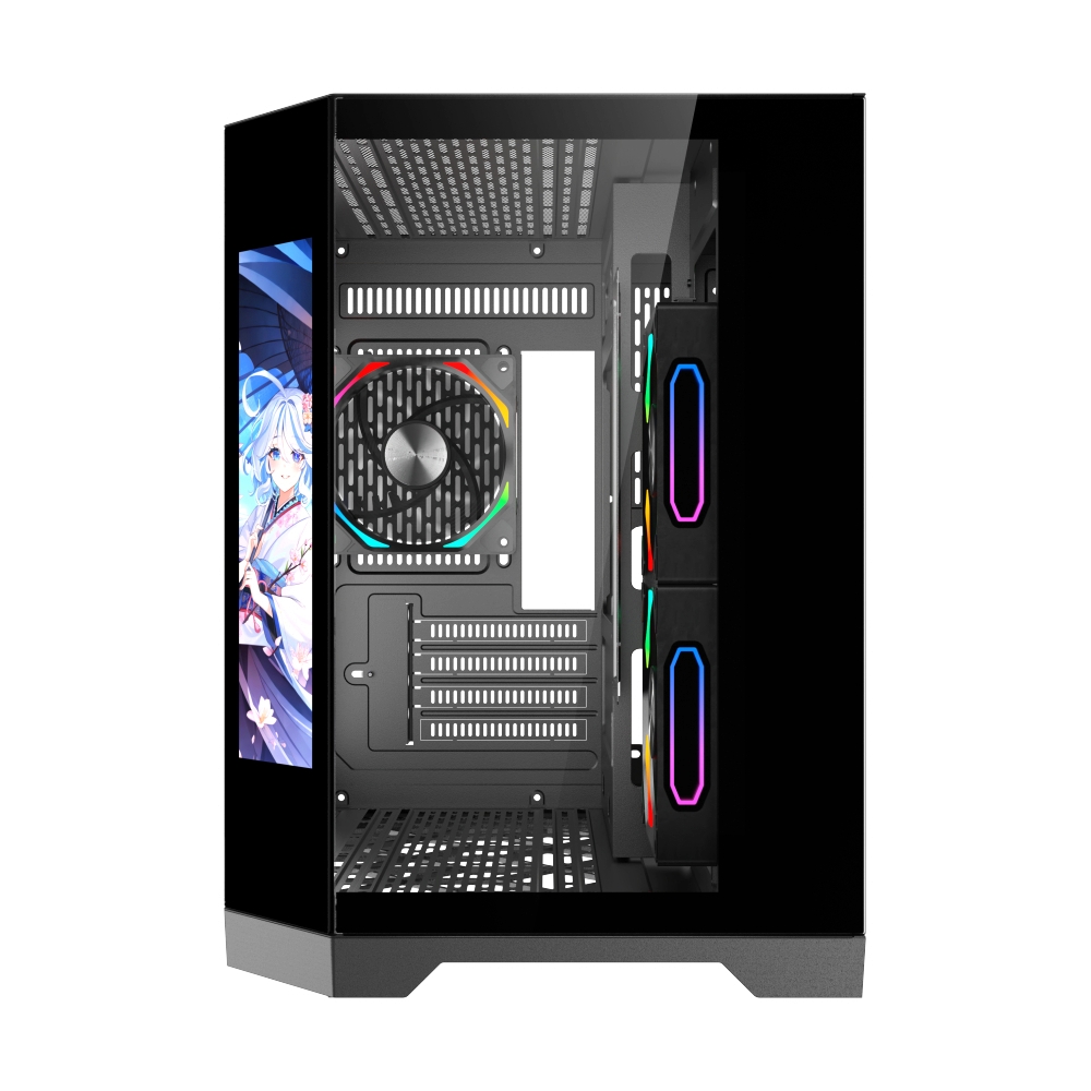 mATX Case (NP) TSUNAMI WJCOOLMAN DREAMERLCDMINIKK-1267 GAMING BLACK*3