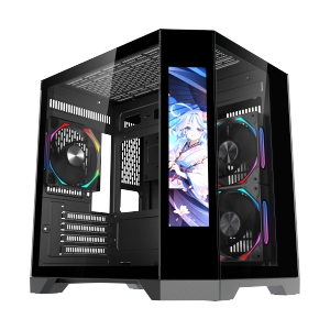 mATX Case (NP) TSUNAMI WJCOOLMAN DREAMERLCDMINIKK-1267 GAMING BLACK*3
