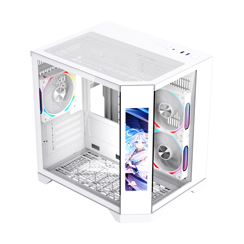 mATX Case (NP) TSUNAMI WJCOOLMAN DREAMERLCDMINIWW-1267 GAMING WHITE*3