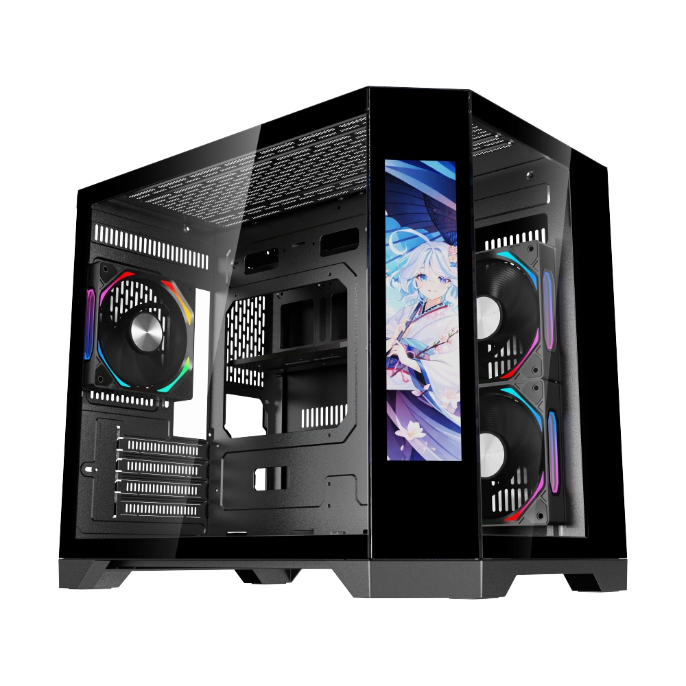 mATX Case (NP) TSUNAMI WJCOOLMAN DREAMERLCDKK-1267 GAMING BLACK*3