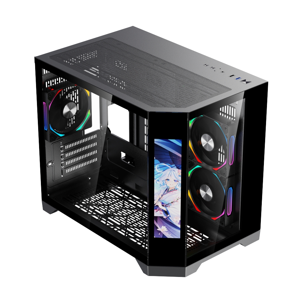 mATX Case (NP) TSUNAMI WJCOOLMAN DREAMERLCDKK-1267 GAMING BLACK*3