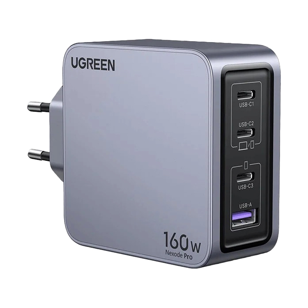 Adapter 4Ports (1 USB+3Type-C) UGEEN (160W,X763-Nexode Pro Wall-25831) Alu Grey
