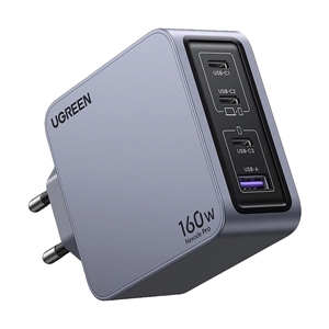 Adapter 4Ports (1 USB+3Type-C) UGEEN (160W,X763-Nexode Pro Wall-25831) Alu Grey