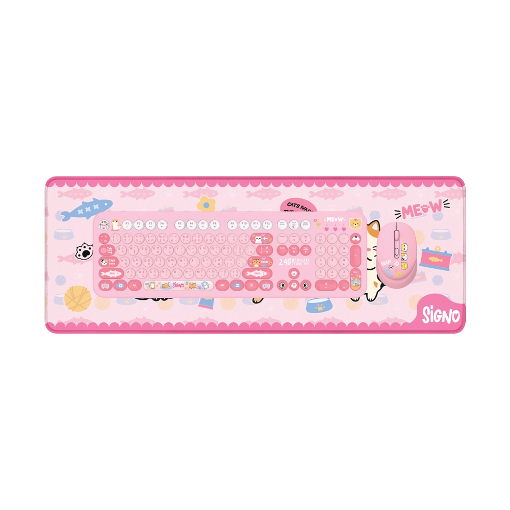 COMBO SET WIRELESS SIGNO KW-700+WM100 PINK (BLUETOOTH)