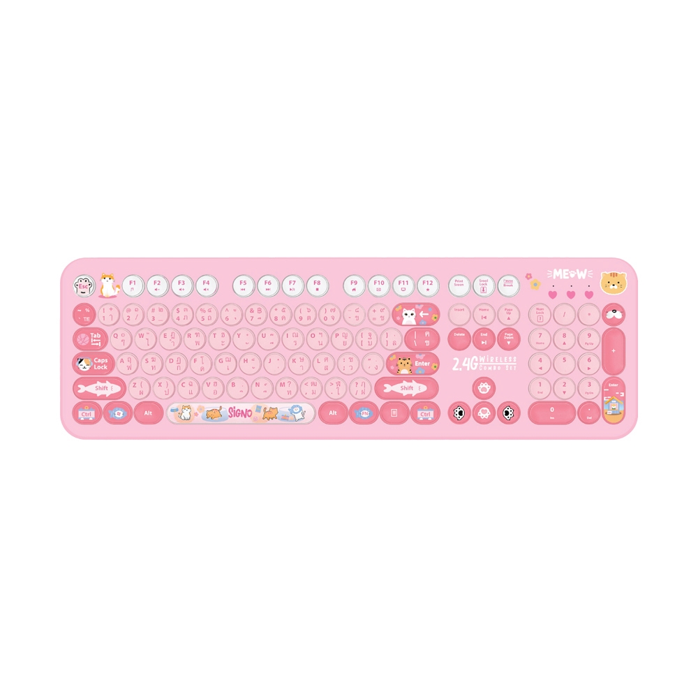 COMBO SET WIRELESS SIGNO KW-700+WM100 PINK (BLUETOOTH)