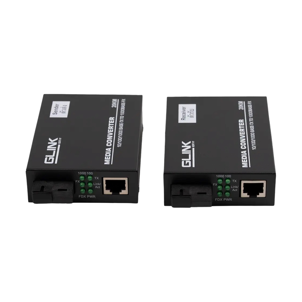 Fiber Media Converter LAN TO FIBER OPTIC 20KM GLINK (GCVT-07)