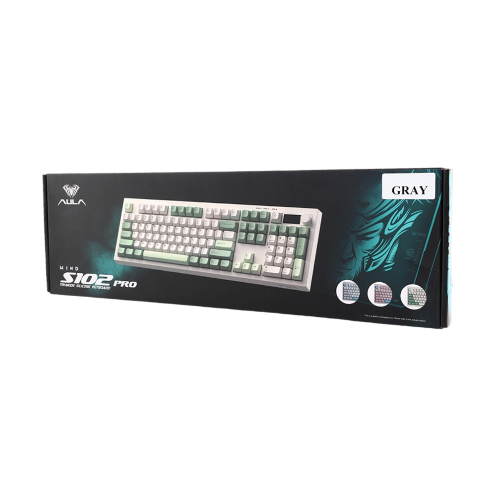 KEYBOARD WIRELESS BLUETOOTH AULA S102 PRO 3IN1 GRAY (MEMBRANE SWITCH คีย์บอร์ด)