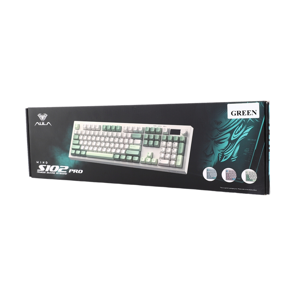 KEYBOARD WIRELESS BLUETOOTH AULA S102 PRO 3IN1 GREEN (MEMBRANE SWITCH คีย์บอร์ด)