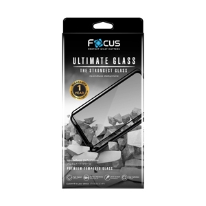 ฟิล์ม iPhone 18 Pro FOCUS กระจกแบบใสเต็มจอขอบดำ (Ultimate Tempered Glass)