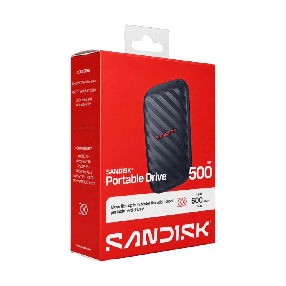 500 GB EXT SSD SANDISK PORTABLE (SDSSDE10-500G-G25)