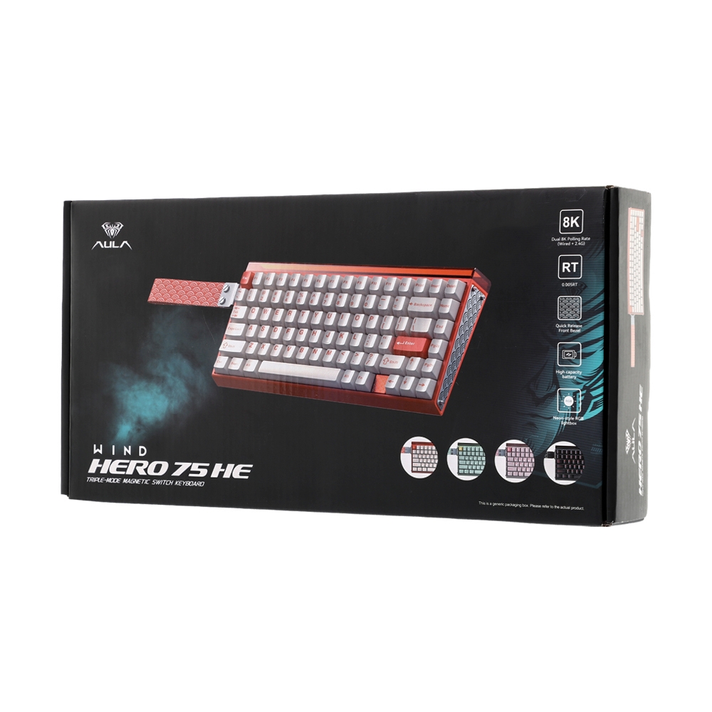 KEYBOARD WIRELESS BLUETOOTH AULA HERO75HE BLACK (WIND MAGNETIC SWITCH คีย์บอร์ด)