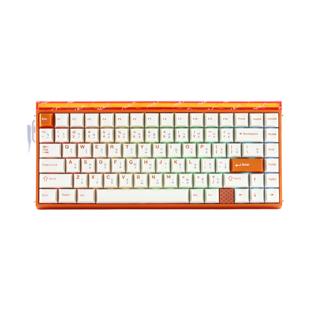 KEYBOARD WIRELESS BLUETOOTH AULA HERO75HE ORANGE (LINGYUN MAGNETIC SWITCH คีย์บอร์ด)