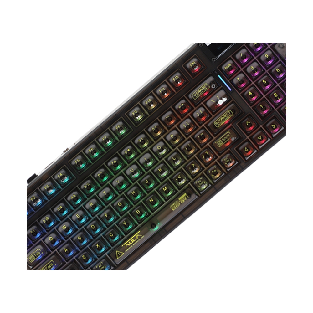 KEYBOARD WIRELESS BLUETOOTH AULA F98PRO V3 BLACK TRANSPARENT (CRYSTAL SWITCH คีย์บอร์ด)