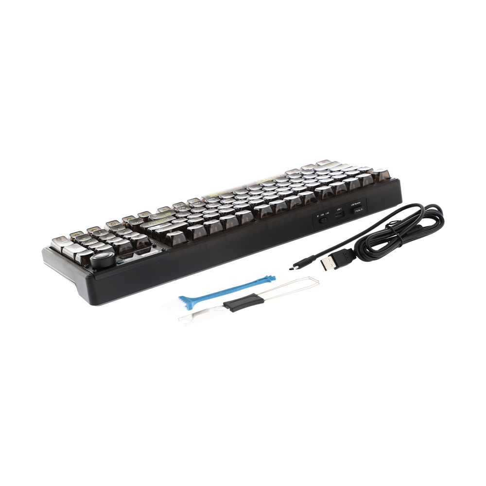 KEYBOARD WIRELESS BLUETOOTH AULA F98PRO V3 BLACK TRANSPARENT (CRYSTAL SWITCH คีย์บอร์ด)