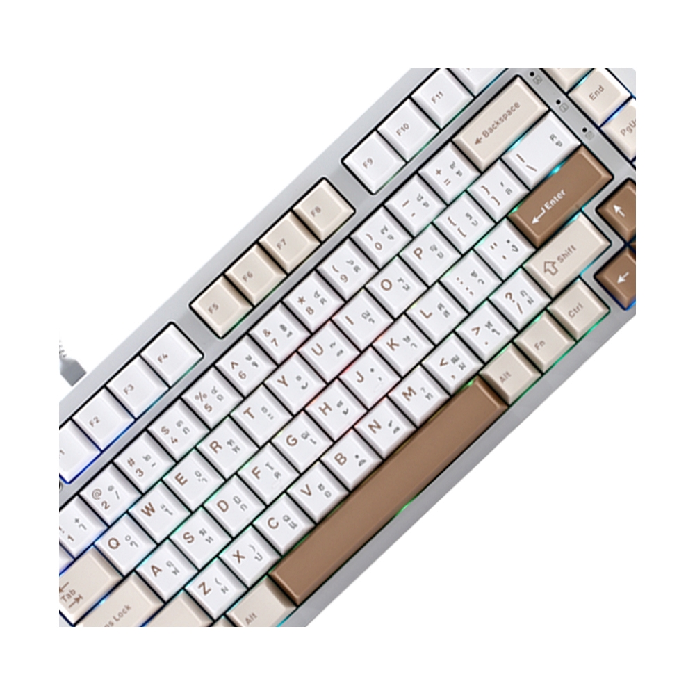 KEYBOARD WIRELESS BLUETOOTH AULA HI75C PRO WHITE/BROWN/LIGHT YELLOW (TURQUOISE SWITCH คีย์บอร์ด)