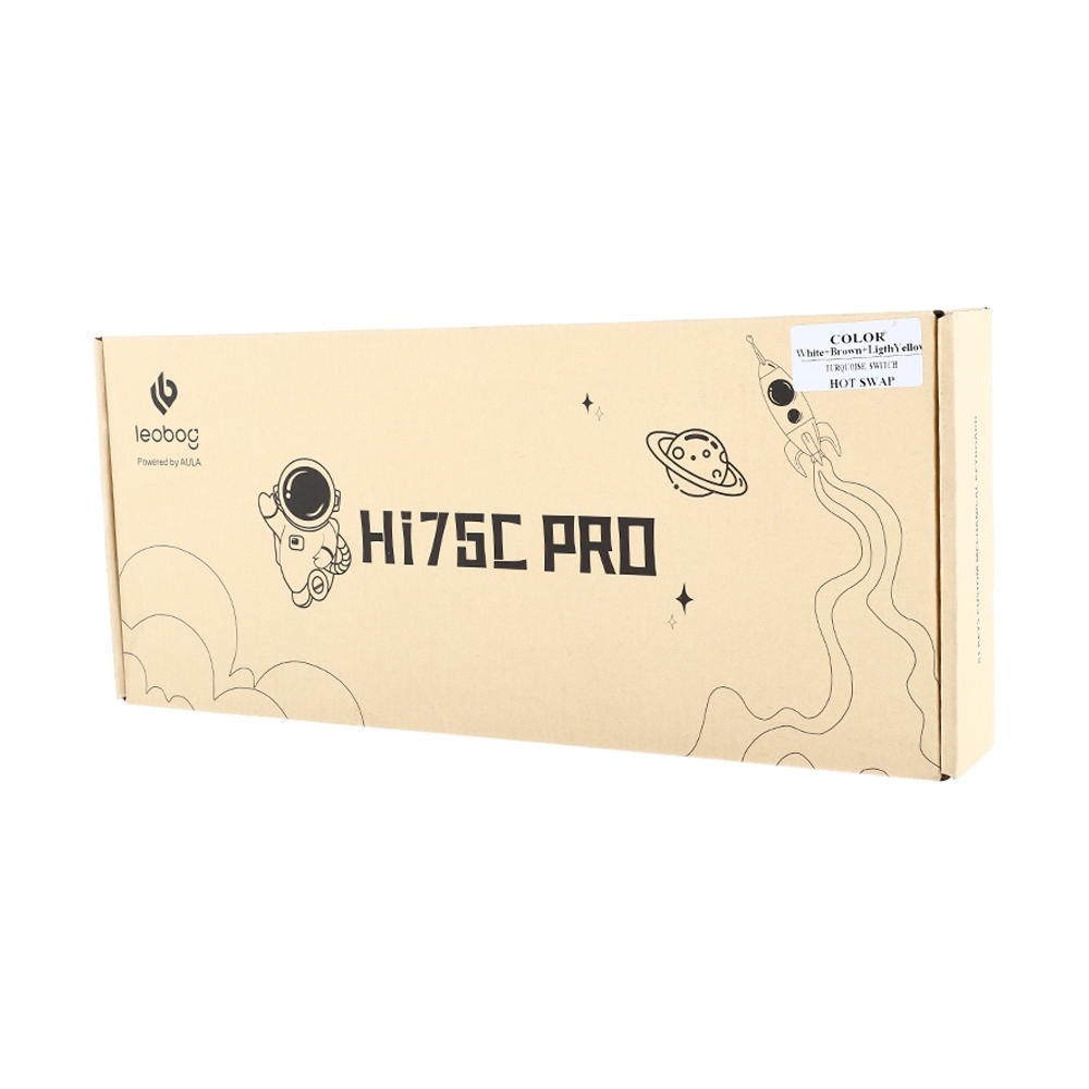 KEYBOARD WIRELESS BLUETOOTH AULA HI75C PRO WHITE/BROWN/LIGHT YELLOW (TURQUOISE SWITCH คีย์บอร์ด)
