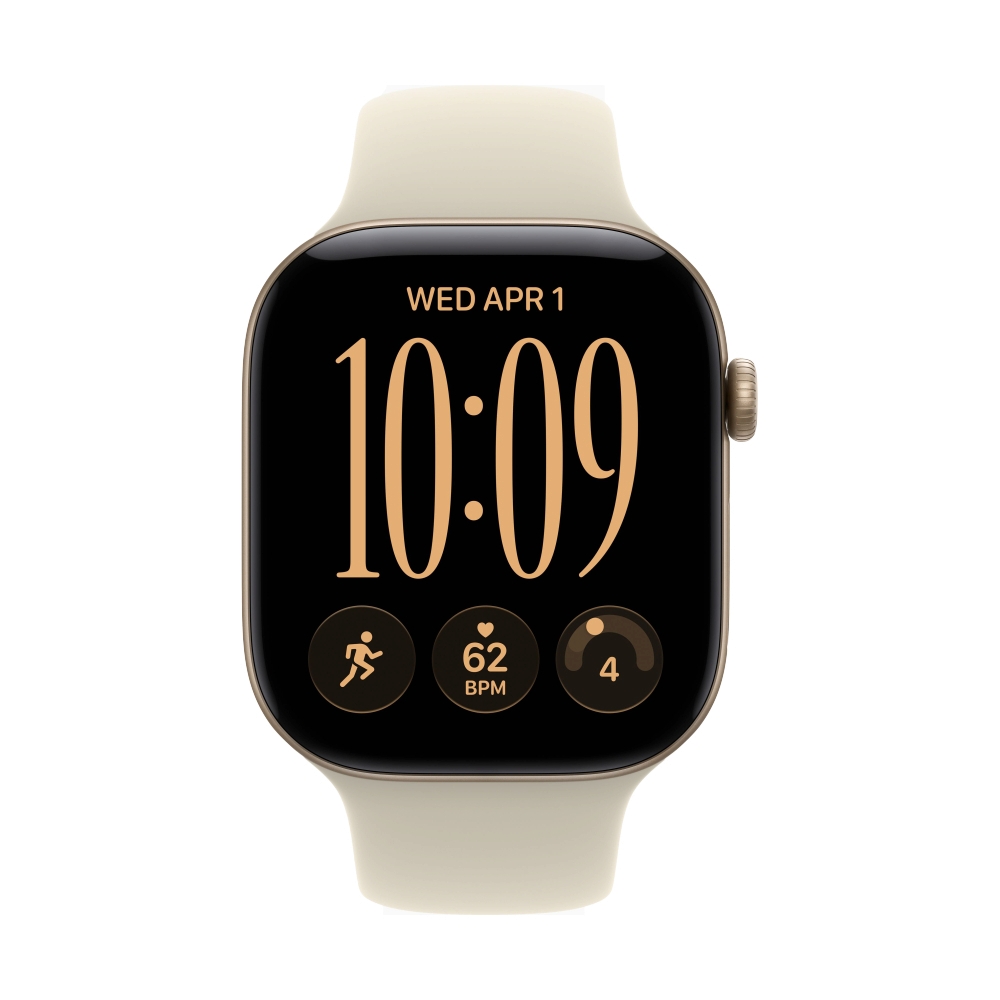 Apple Watch Series 12 GPS 46mm Light Gold Aluminium with Sand Sport Band- M/L (MJEP4SA/A)
