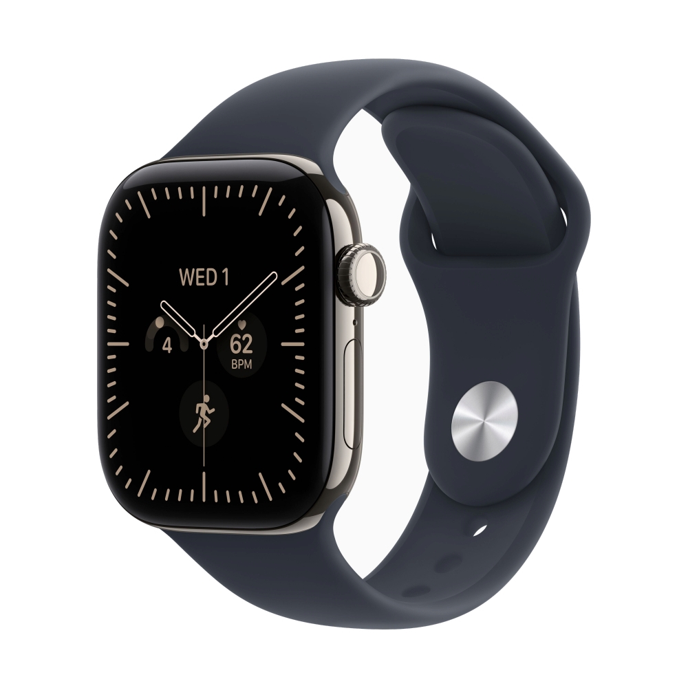 Apple Watch Series 12 GPS + Cellular 42mm Natural Titanium with Navy Blue Sport Band - S/M (MJGF4SA/A)