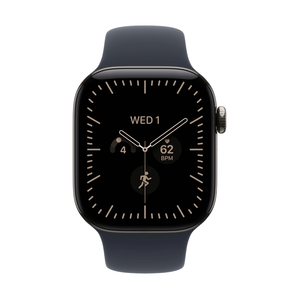 Apple Watch Series 12 GPS + Cellular 42mm Natural Titanium with Navy Blue Sport Band - S/M (MJGF4SA/A)