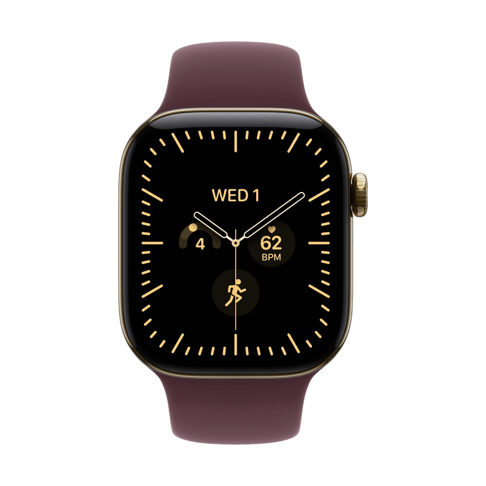 Apple Watch Series 12 GPS + Cellular 42mm Radiant Gold Titanium with Burgundy Sport Band - S/M (MJGJ4SA/A)