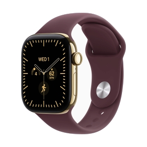 Apple Watch Series 12 GPS + Cellular 42mm Radiant Gold Titanium with Burgundy Sport Band - M/L (MJGK4SA/A)