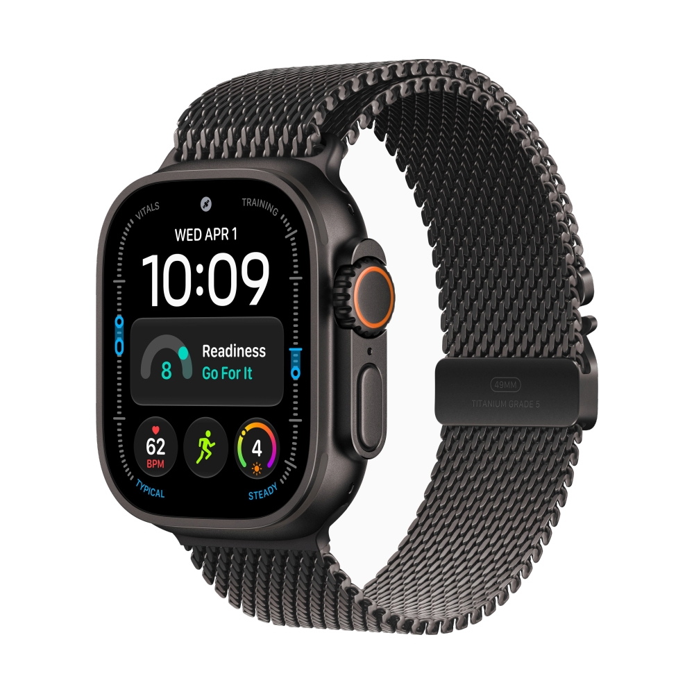 Apple Watch Ultra 4 GPS + Cellular 49mm Black Titanium with Black Titanium Milanese Loop - M (MJAV4SA/A)