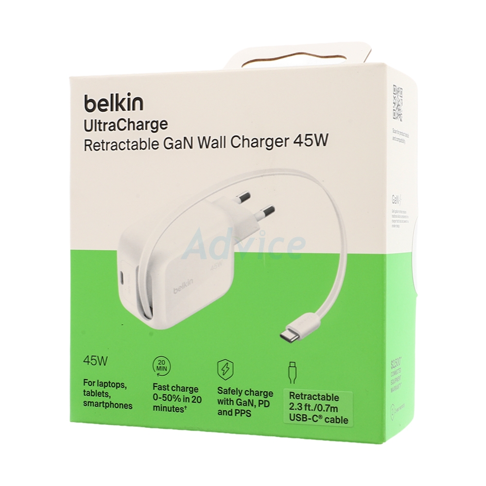 Adapter 1 Type-C Charger BELKIN (45W/WCH023thWH) White