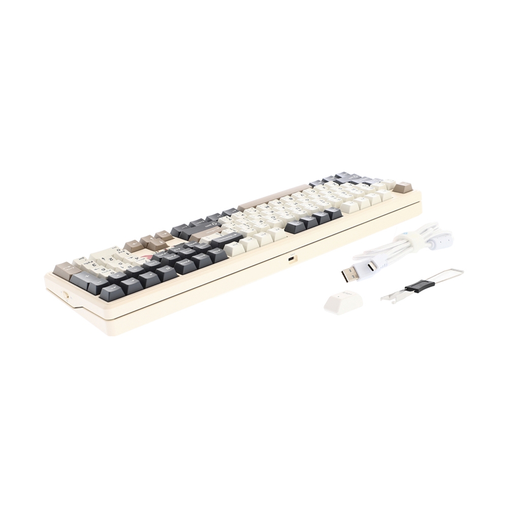KEYBOARD WIRELESS BLUETOOTH AULA F108PRO V2 BEIGE/COFFEE/DARK GRAY (PANDA SWITCH คีย์บอร์ด)