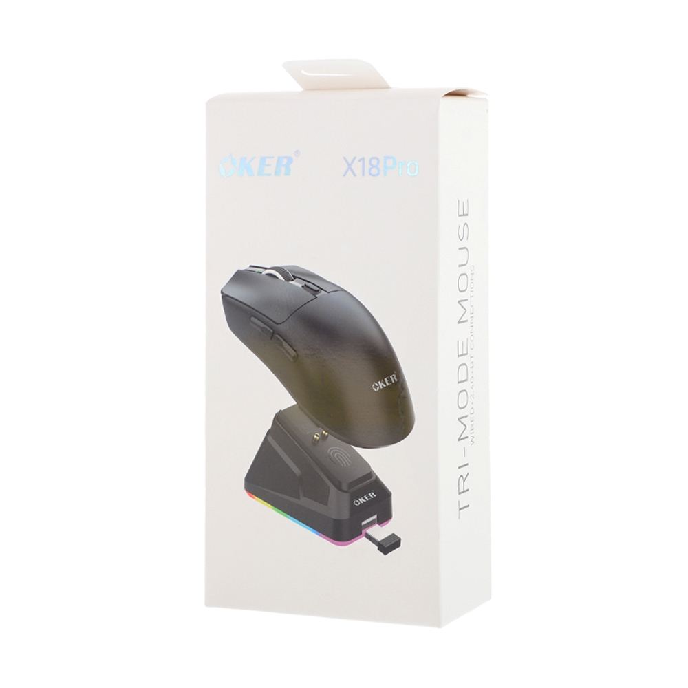 MOUSE WIRELESS BLUETOOTH OKER X18PRO BLACK (เมาส์ไร้สาย+แท่นชาร์จ)