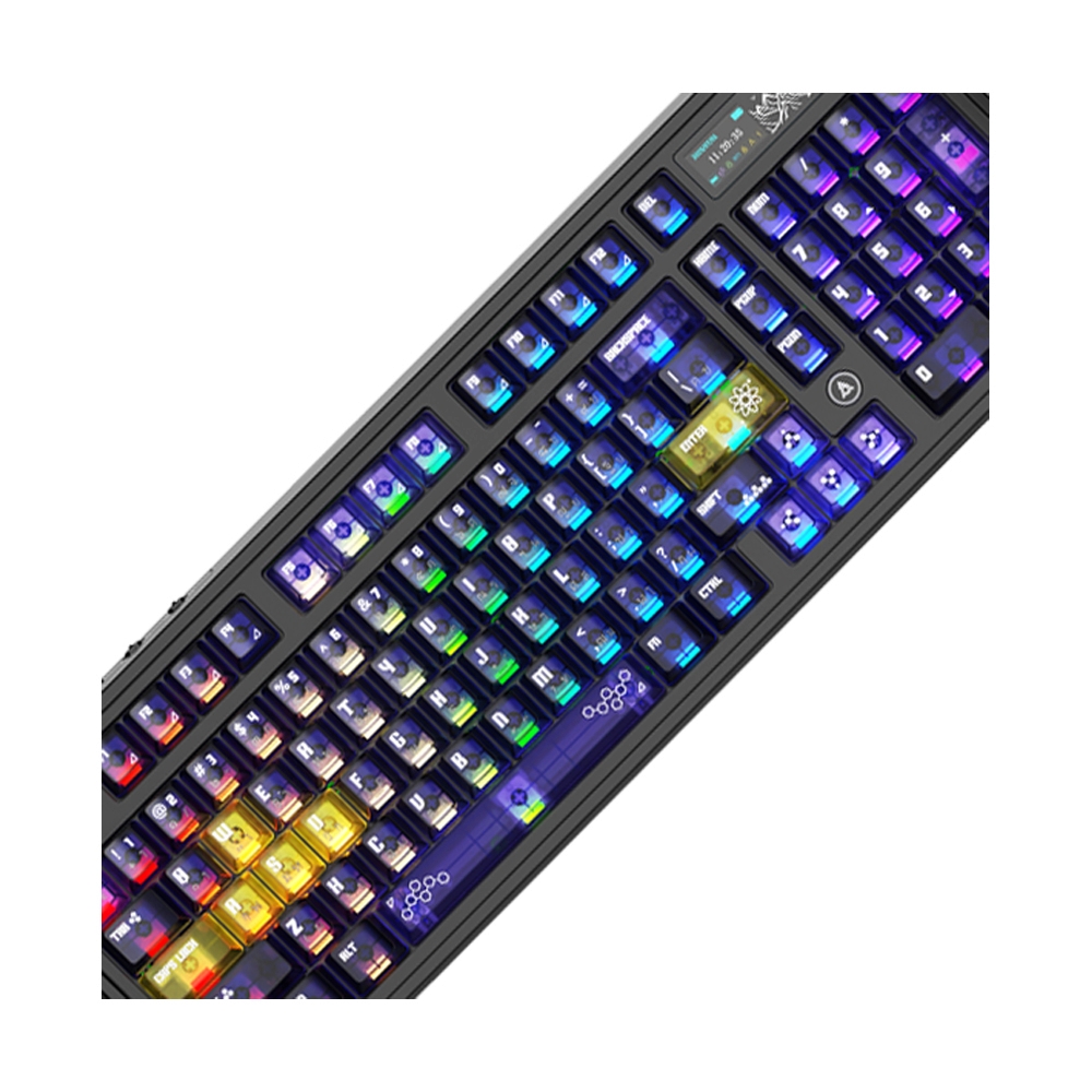 KEYBOARD WIRELESS BLUETOOTH AJAZZ AK980 V2 PRO YELLOW PURPLE (LICHEE SWITCH คีย์บอร์ด)