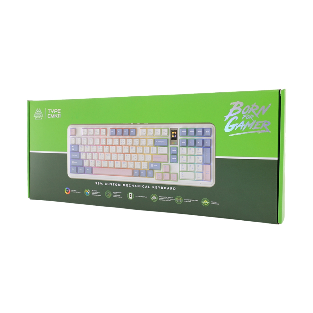 KEYBOARD WIRELESS BLUETOOTH EGA CMK11 NEW WHITE (CREAMCYAN SWITCH คีย์บอร์ด)